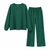 Roudelain Women's Dark Green Fleece 2 Pcs Pajama Set