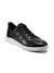 Black leather sneaker with white sole on a white background