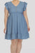 White Mark Women's Blue Ruffle Sleeve Knee Length Plus Size Dress | White Mark In Lebanon