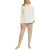 Max & Mia Women's Beige/Cream 2 Piece Stripe Waffle Knit Lounge Pajama Set