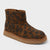 Brown leopard print ankle boot on a light gray background