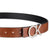 A brown leather belt with a silver-tone interlocking CK logo buckle, displayed on a clean white background.
