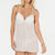 Linea Donatella Women's White Lace-Trim Chiffon Babydoll With Thong