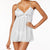 Flora Nikrooz Women's White Bellflower Babydoll Chemise 2pc Lingerie Set