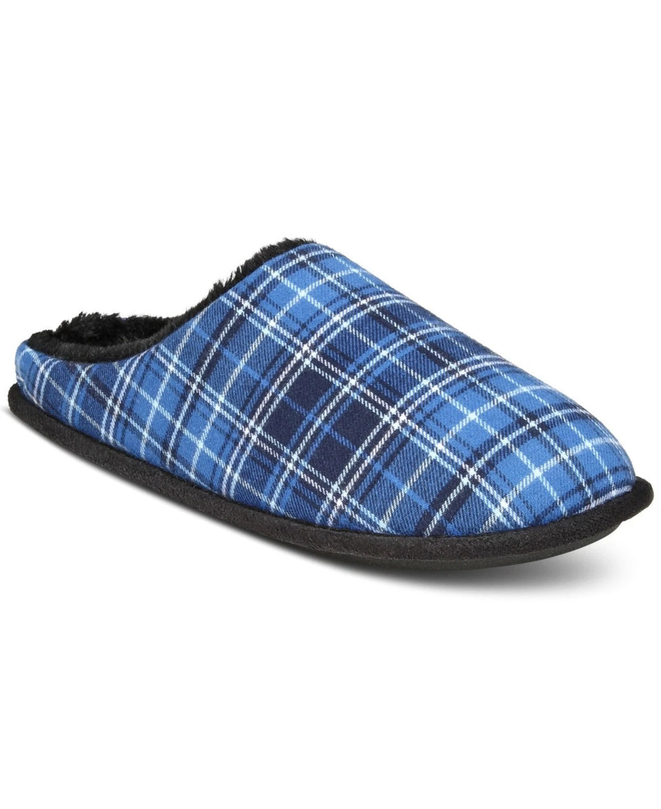 Club Room Men's Blue Plaid Slippers