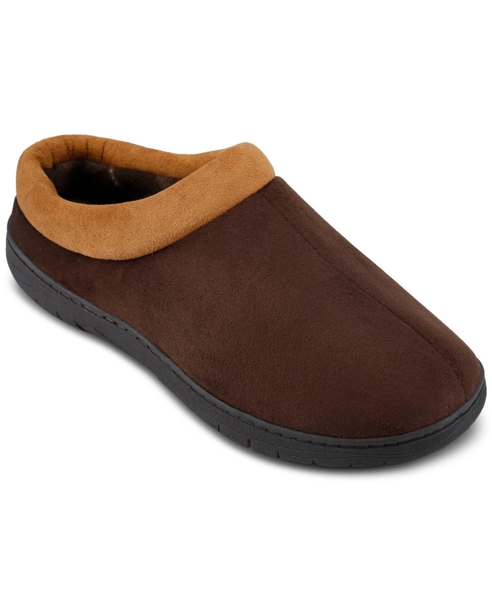 Haggar Men's Brown Indoor/Outdoor Microsuede Clog Slipper