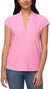 Buffalo David Bitton Women's Pink Knit V-Neck with Cap Sleeve Blouse