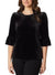 Briggs Women's Black Velvet Crewneck Elbow Flounce Sleeve Blouse