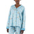 Munki Munki Women's Blue Printed Flannel Notch Collar Pajama Top