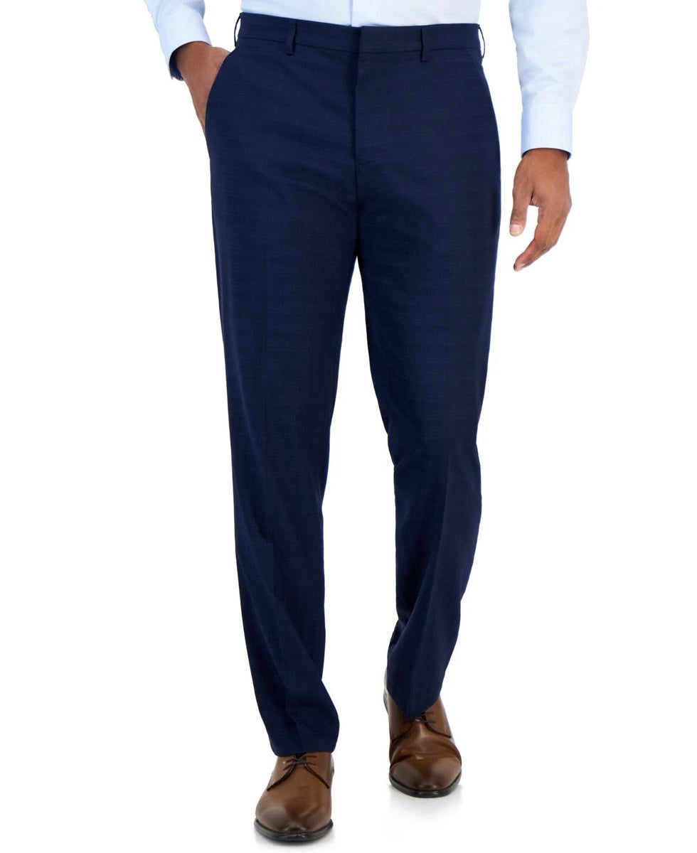 Perry Ellis Portfolio Men's Navy Slim-Fit Flat Front Dress Pants |Perr   SuperDokan