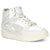 White high-top sneaker with beige accents on a white background