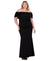 Eliza J Women's Black Plus Size Rosette-Trim Off Shoulder Dress | Eliza J In Lebanon