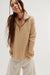 Free People Women's Beige Ashton Zip Thermal Long Sleeve Relaxed Ribbed Blouse | Free People In Lebanon