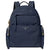 Navy blue backpack with gold zippers on a white background