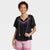 Knox Rose Women's Black Flutter Short Sleeve Embroidered Blouse | Knox Rose In Lebanon