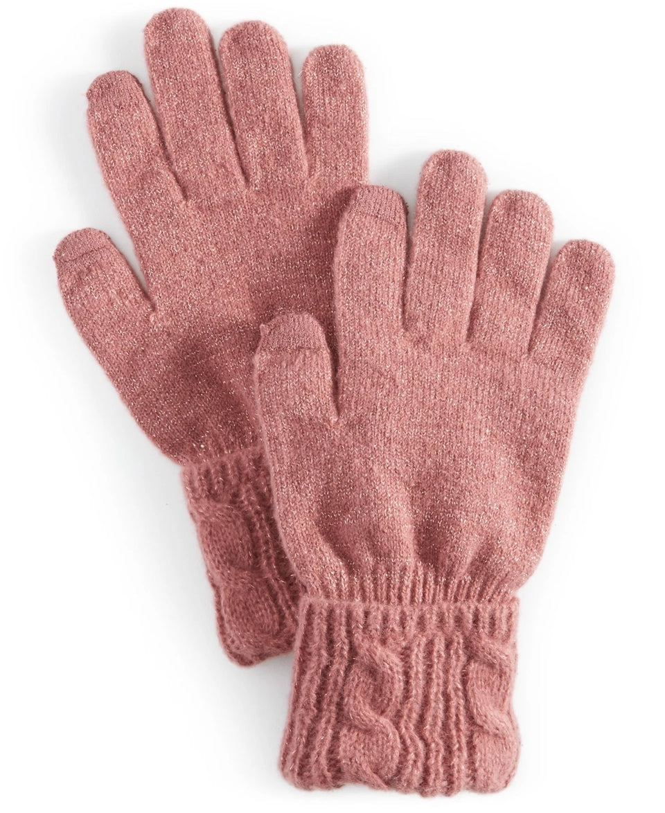Style & Co Women's Rose Shine Cable Knit Tech Gloves | Style & Co In Lebanon