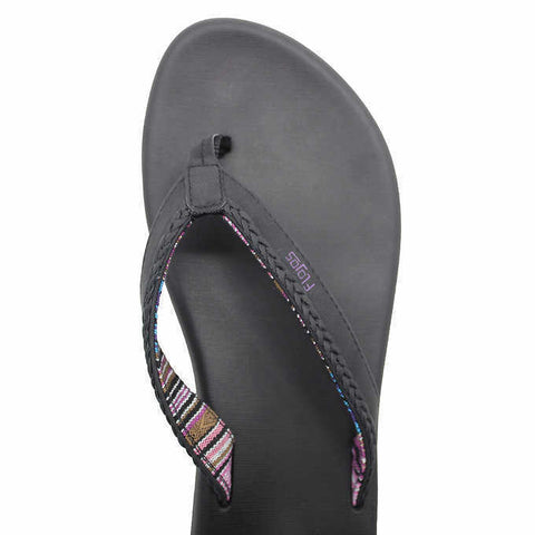 Flojos Women  Maddy Flip Flop Slipper, Black-Lavender abs135(shoes 59) shr