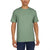 Person wearing a green t-shirt on a white background