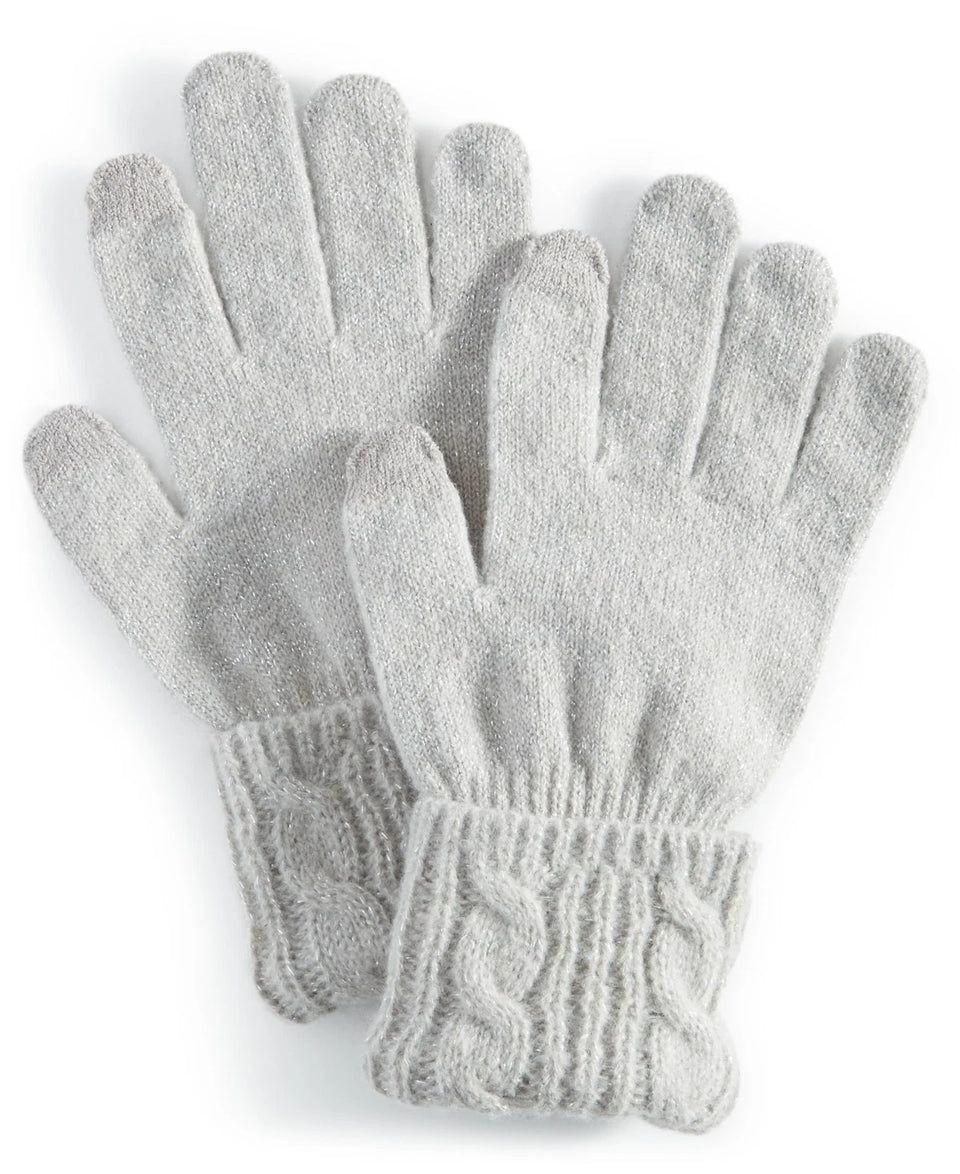 Style & Co Women's Grey Shine Cable Knit Tech Gloves | Style & Co In Lebanon