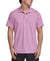 Man wearing a pink polo shirt on a white background