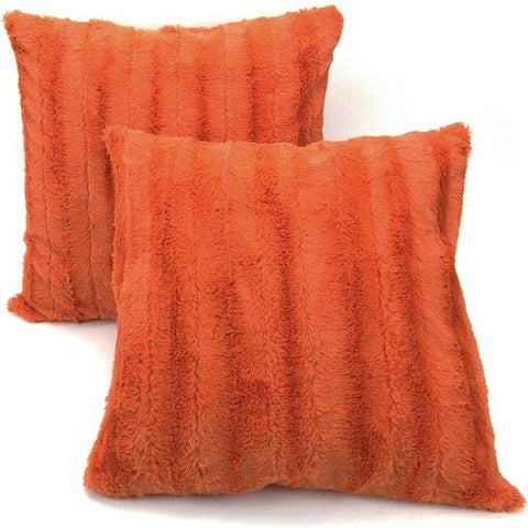 Ultra Cozy Faux Fur Microplush Decorative Reversible 18" Throw Pillows - 2 Pack ABT21 shr