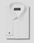 White dress shirt with a collar tag on a light gray background