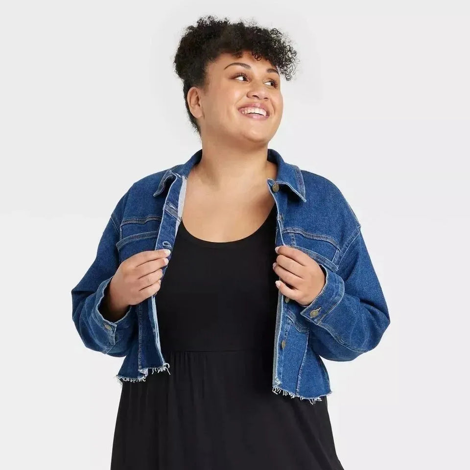 Ava & Viv Women's Navy Denim Long Sleeve Jacket|Ava & Viv In Lebanon