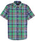 Plaid shirt with a visible brand logo on a white background