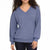 Felina Women's Blue Ribbed Long Sleeve V-Neck Sweater