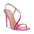 Pink high-heeled sandal with clear straps on a white background