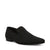 Black textured loafer shoe on a white background
