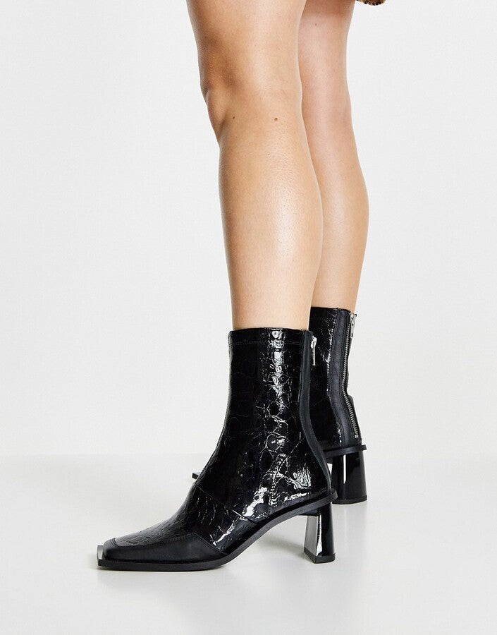 Black patent outlet boots topshop