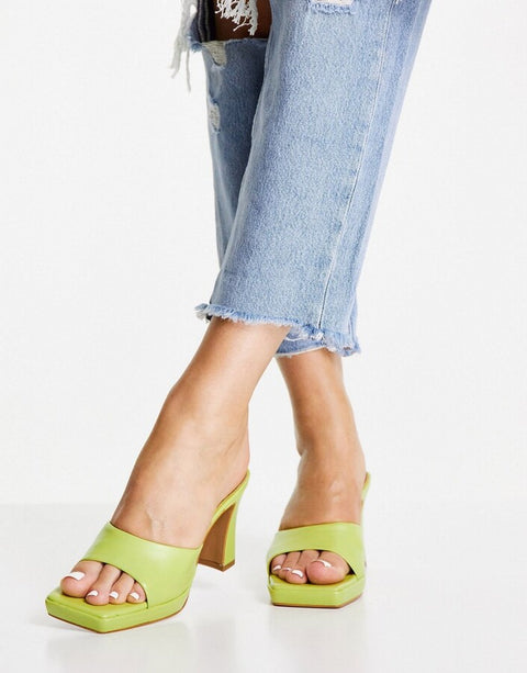 Topshop Women's Lime Green Heeled ANS56 (Shoes27,49) shr