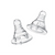 Two clear baby bottle nipples on a white background