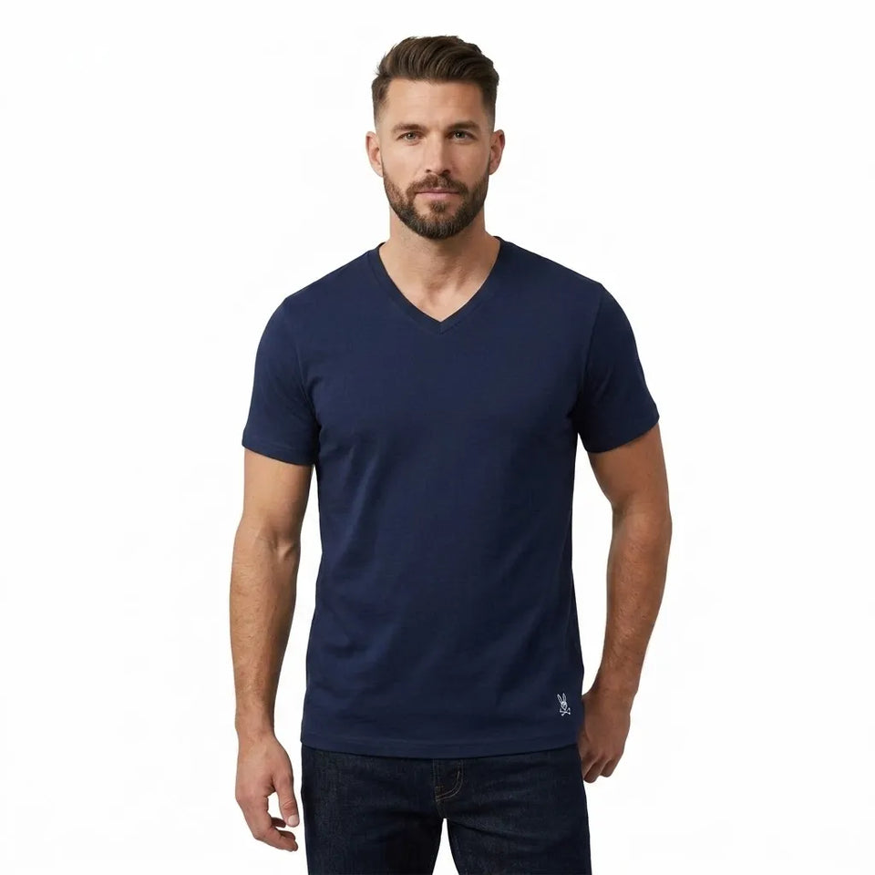 Psycho Bunny Men's Navy Short-Sleeve V-Neck T-Shirt
