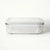 A rectangular clear glass storage container with a matching clear plastic lid, shown on a plain white background.
