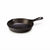 A classic black cast iron skillet with a long handle, photographed on a clean white background.