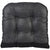 A black tufted seat cushion with a textured, dotted pattern on the padded top section and a solid black fabric base, shown against a plain white background.