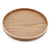A round wooden serving tray with a natural oak wood grain finish, shown from a top-down perspective on a white background.