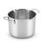 A stainless steel stockpot with two side handles, shown on a clean white background.