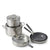 A 12-piece stainless steel cookware set on a white background, including two stacked pots with glass lids, a sauté pan, a frying pan, and a saucepan with lid.