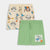 Two pairs of kids' Space Jam themed lounge shorts, one in beige with a multicolor cartoon print and one in light green with a large Space Jam logo graphic, displayed on a light gray background.