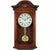 A traditional wooden wall clock with a polished mahogany brown case, a white clock face with black Roman numerals, gold hands and bezel, and a brass pendulum bob, shown against a plain white background.