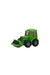 A toy truck designed to look like a bubble gum dispenser, predominantly green in color.
