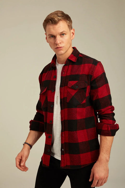 Style Cool Men's Red Plaid Lumberjack Shirt ODG001R01