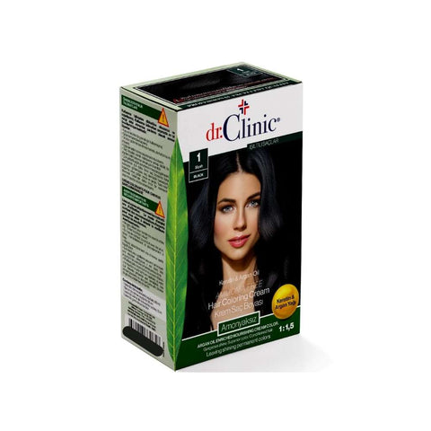 Dr.Clinic Hair Coloring Cream Keratin & Argan Oil 1 Black '339658
