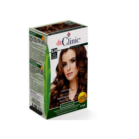 Dr. Clinic Hair Coloring Cream Keratin & Argan Oil 5.34 Light Golden Copper Brown'339696