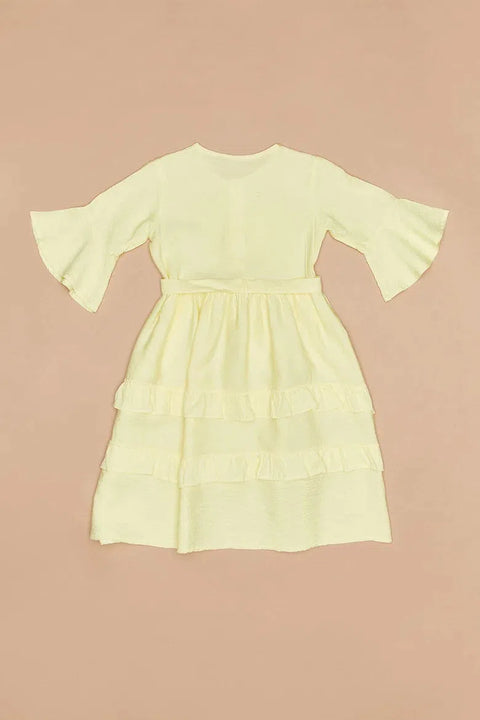 Fulla Moda Girl's Yellow Frilly Aerobin Dress 164905