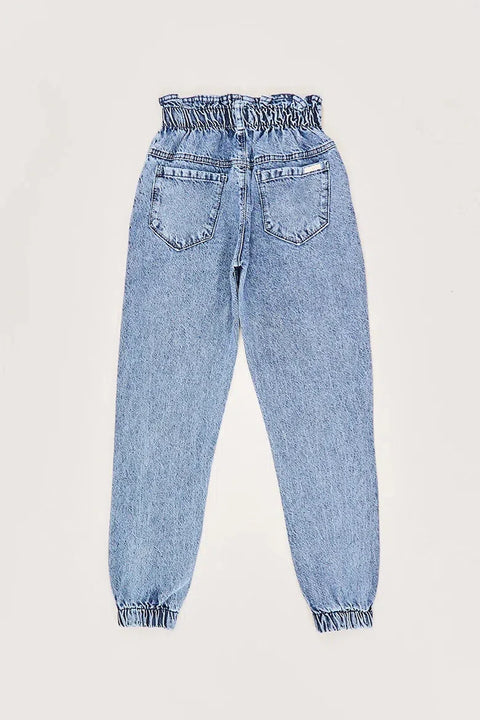 Fulla Moda Girl's Blue Elastic Waist Jeans 162053 (FL226)