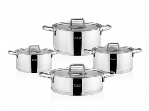 SD Home 8 Pieces Steel Cookware Set Platinum With Induction Base TAC-4723